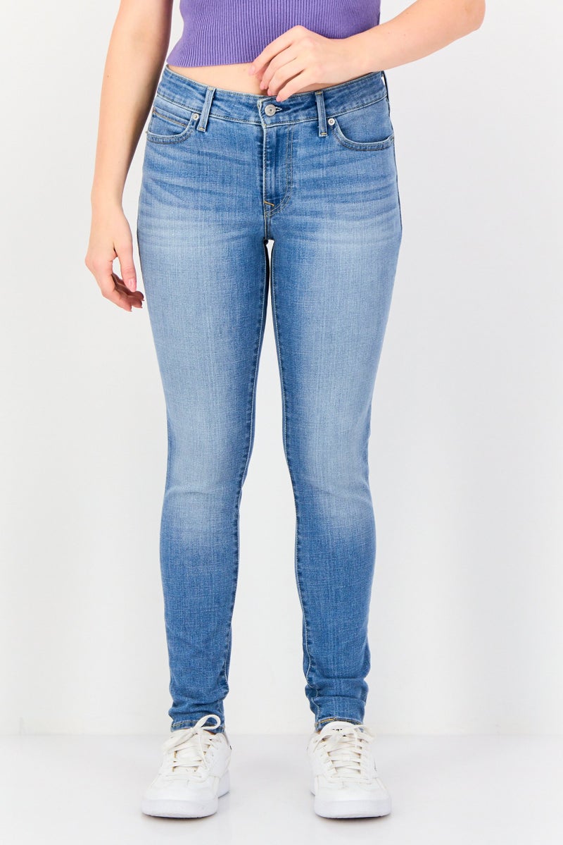 Levi's Women Skinny Fit Washed Stretchable Jeans, Blue - Image 1