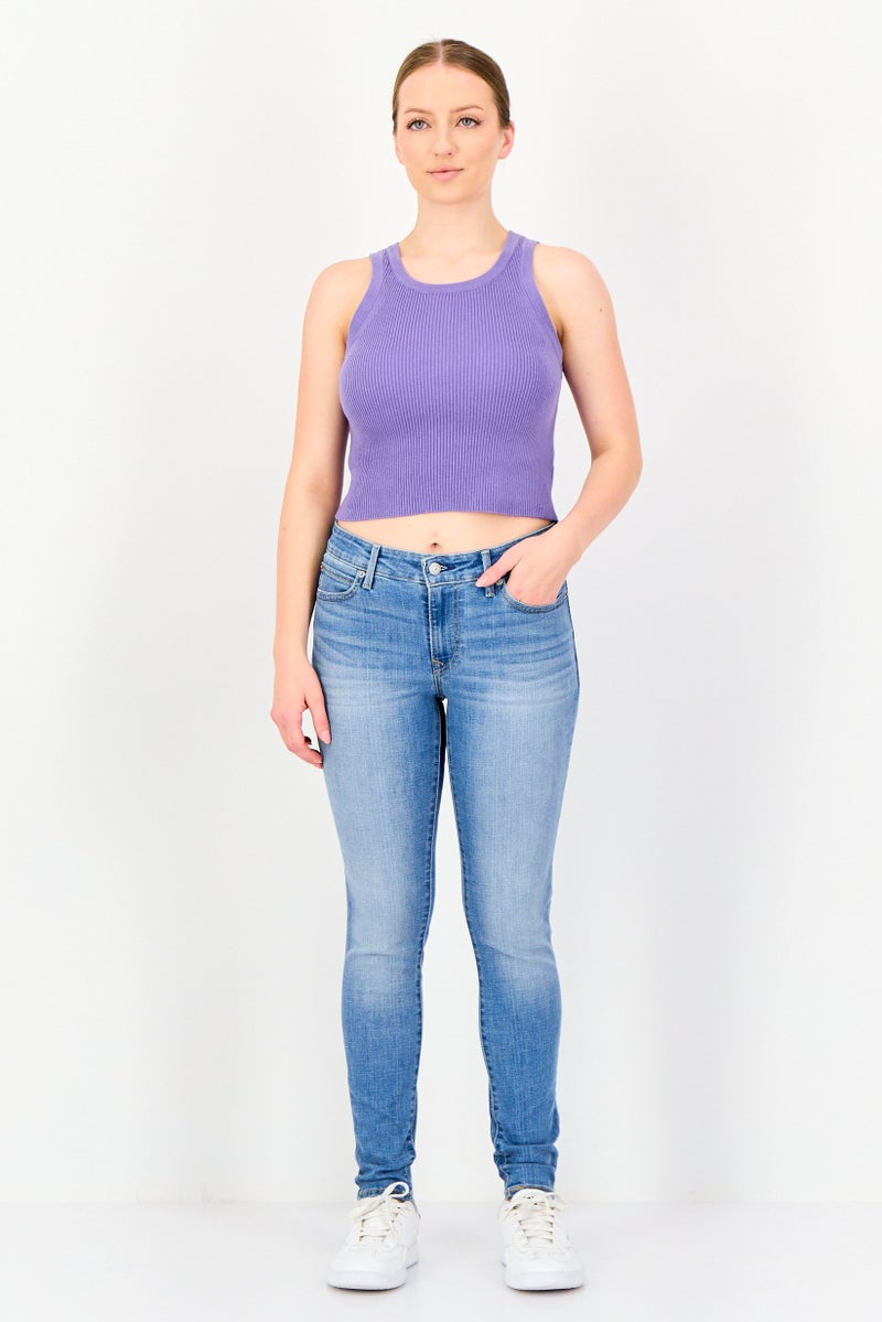 Levi's Women Skinny Fit Washed Stretchable Jeans, Blue - Image 4