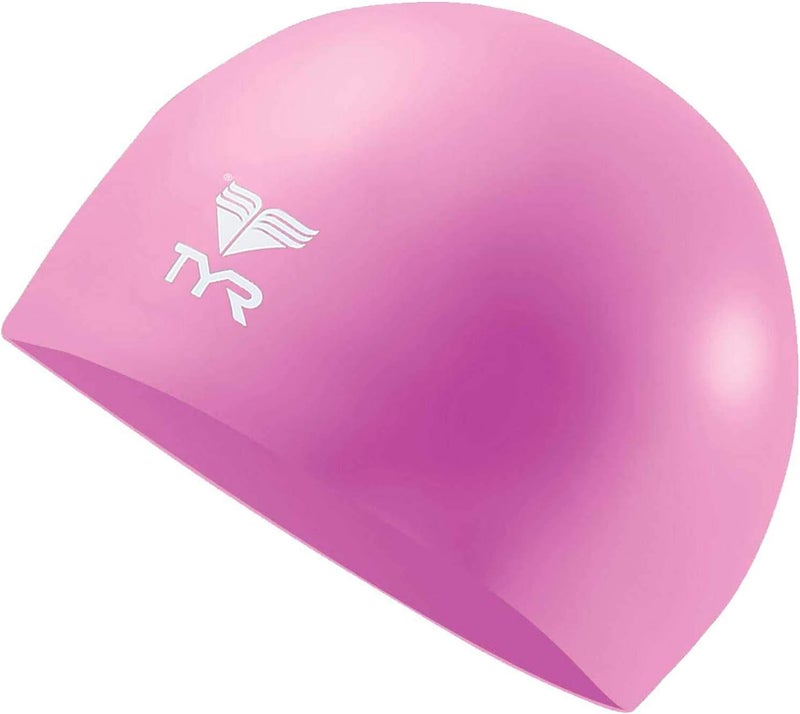 TYR Wrinkle Free Junior Silicone Swim Cap - Pink - Image 1