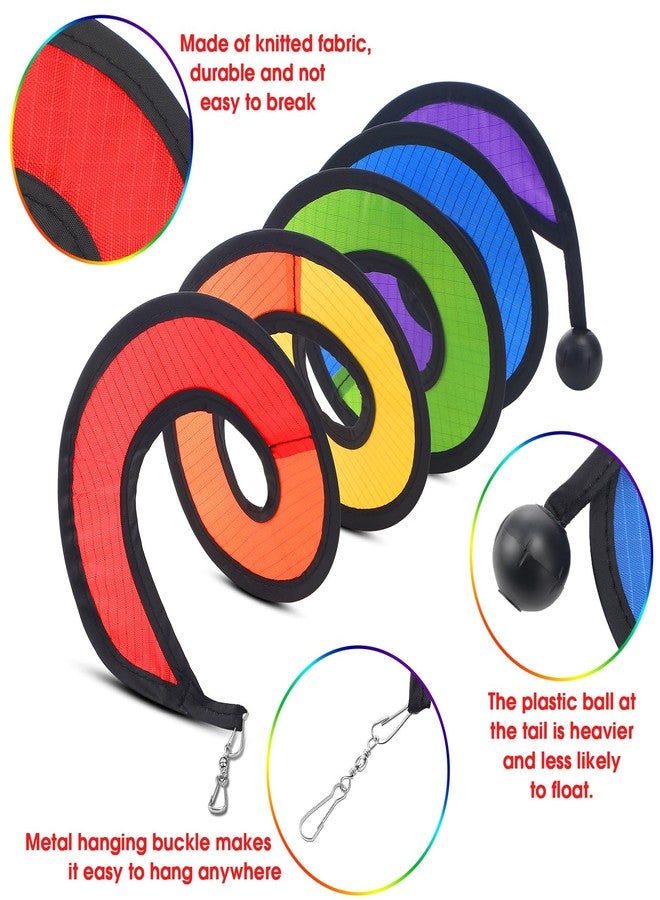 Gejoy 4 Pieces Rainbow Wind Spinner Outdoor Hanging Wind Socks Colorful Windsock Streamers for Outside Yard and Garden, Decor Windmill to Scare Birds Away(27 Inch) - Image 3