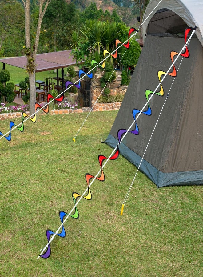 Gejoy 4 Pieces Rainbow Wind Spinner Outdoor Hanging Wind Socks Colorful Windsock Streamers for Outside Yard and Garden, Decor Windmill to Scare Birds Away(27 Inch) - Image 4