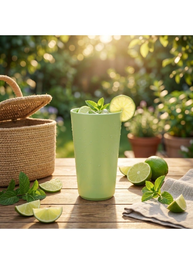 Easy-Go Set of Reusable Plastic Cup ( 6 cups ) 400ml BPA Free PP – Microwave, Freezer & Dishwasher Safe - Mint Green