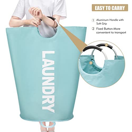 Maxsilan 125L X-Large Laundry Basket, Freestanding Tall Clothes Hamper, Collapsible Laundry Bag, Light Blue - Image 5