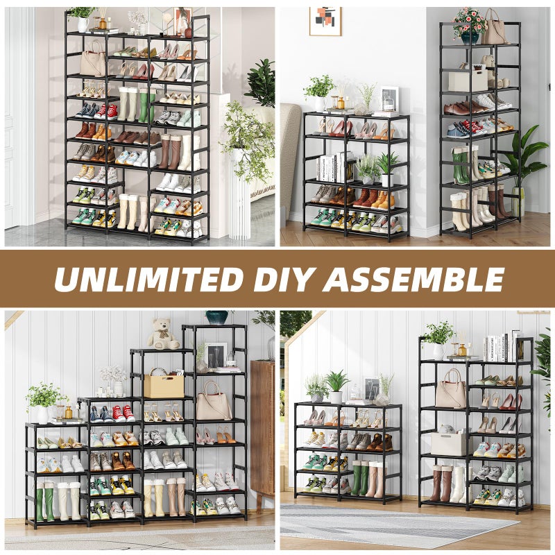 Ekisemio Shoe Rack Large Capacity 72 Pairs Tall Shoe Shelf, 3 Row 12 Tiers Sturdy Metal Shoe Organizer for Entryway, Closet, Bedroom, Black - Image 3