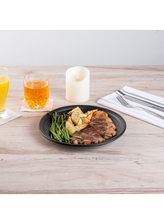 Restaurantware Voga 10 x 10 x 1.2 Inch Serving Plates, 10 Round Dinner Plates - Premium, Mimics The Look Of Black Stone, Black Melamine Serving Platters, Serve Hot Or Cold Food, For All Occasions  - Image 4