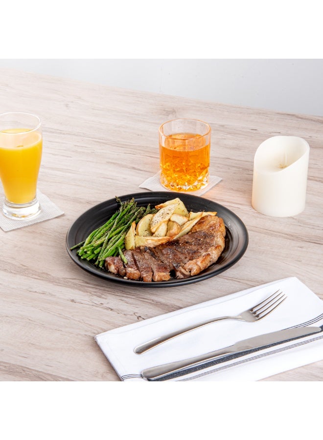 Restaurantware Voga 10 x 10 x 1.2 Inch Serving Plates, 10 Round Dinner Plates - Premium, Mimics The Look Of Black Stone, Black Melamine Serving Platters, Serve Hot Or Cold Food, For All Occasions  - Image 3