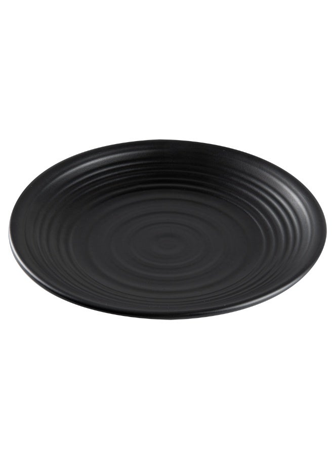 Restaurantware Voga 10 x 10 x 1.2 Inch Serving Plates, 10 Round Dinner Plates - Premium, Mimics The Look Of Black Stone, Black Melamine Serving Platters, Serve Hot Or Cold Food, For All Occasions  - Image 1