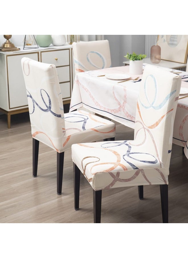 Styleys Elastic Chair Cover Stretch Removable Washable Short Dining Chair Cover Protector Seat Slipcover (Set of 6, Beige Ribbons, SD3187) - pzsku/Z970A7FC537934E21E2E9Z/45/_/1740982722/e76927aa-3faa-4756-a382-356eee191235