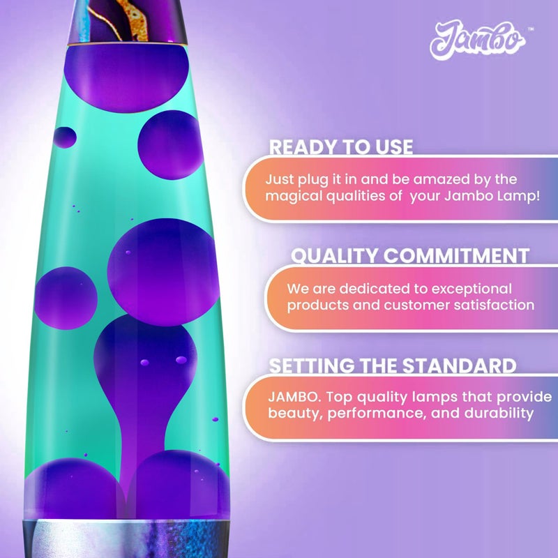 JAMBO 16" Beautiful Lamp- Teal with Purple Wax- Relaxing Liquid Light, Night Light Nightlight, Retro Home Decor Light, Living Room Office Bedroom Lamp for Adults Teens Kids, Magma Motion - Image 3