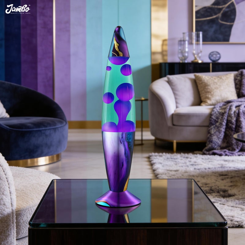 JAMBO 16" Beautiful Lamp- Teal with Purple Wax- Relaxing Liquid Light, Night Light Nightlight, Retro Home Decor Light, Living Room Office Bedroom Lamp for Adults Teens Kids, Magma Motion - Image 4