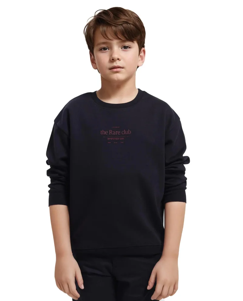 Rare Ones Rare Ones Kids Tamu Black Cotton Full Sleeve Crew Neck HD Print With Twill Texture Sweatshirt
