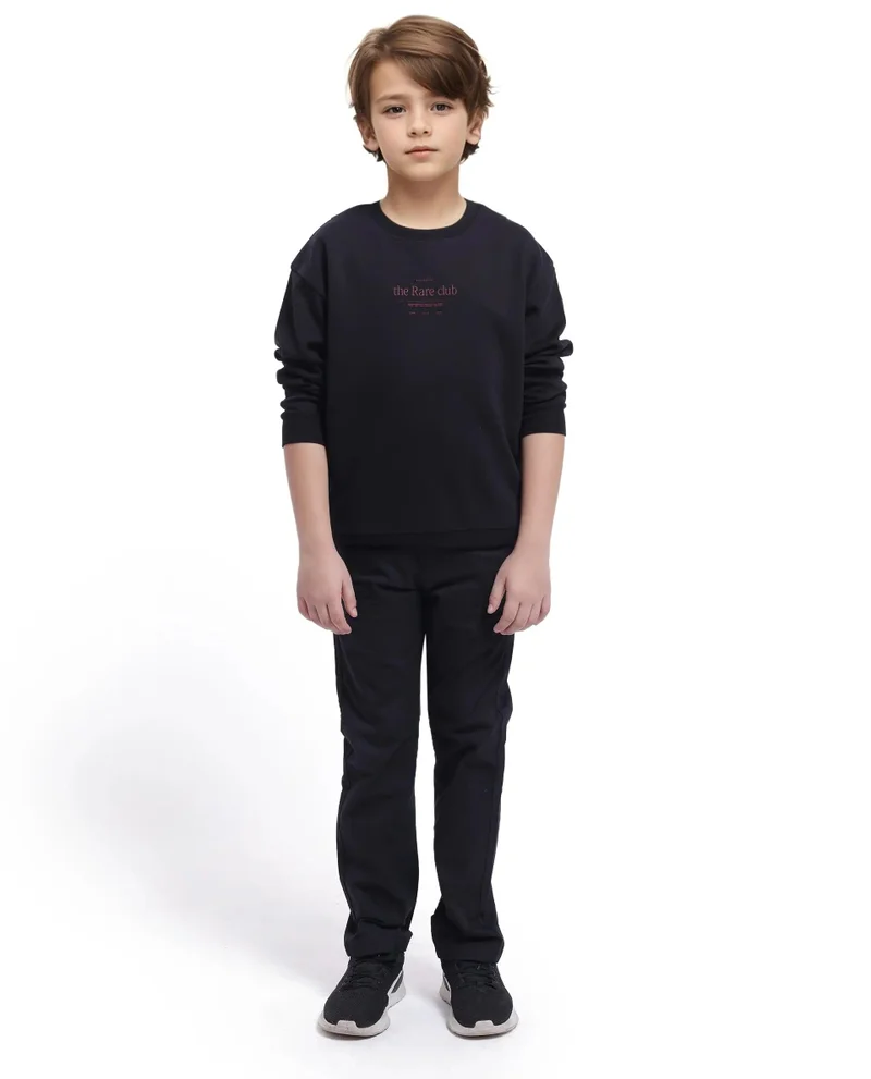 Rare Ones Rare Ones Kids Tamu Black Cotton Full Sleeve Crew Neck HD Print With Twill Texture Sweatshirt