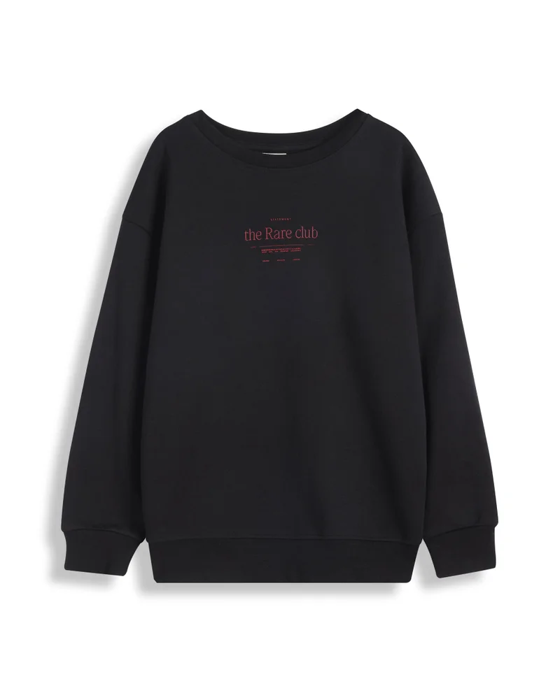 Rare Ones Rare Ones Kids Tamu Black Cotton Full Sleeve Crew Neck HD Print With Twill Texture Sweatshirt