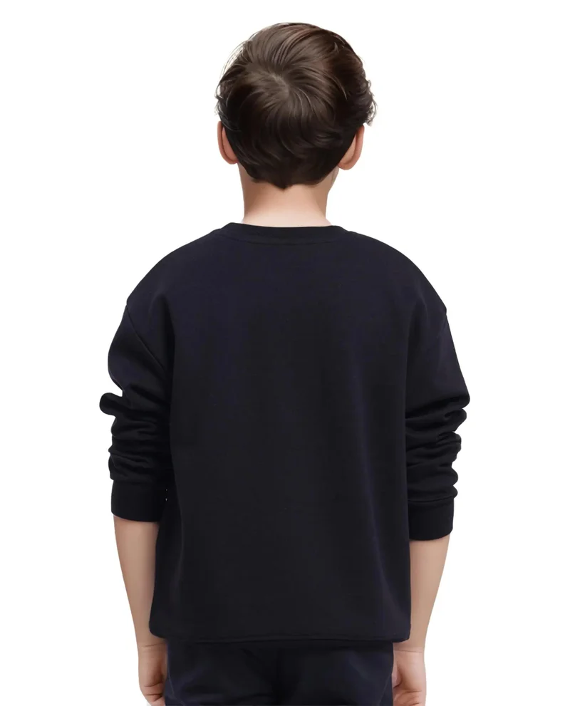 Rare Ones Rare Ones Kids Tamu Black Cotton Full Sleeve Crew Neck HD Print With Twill Texture Sweatshirt