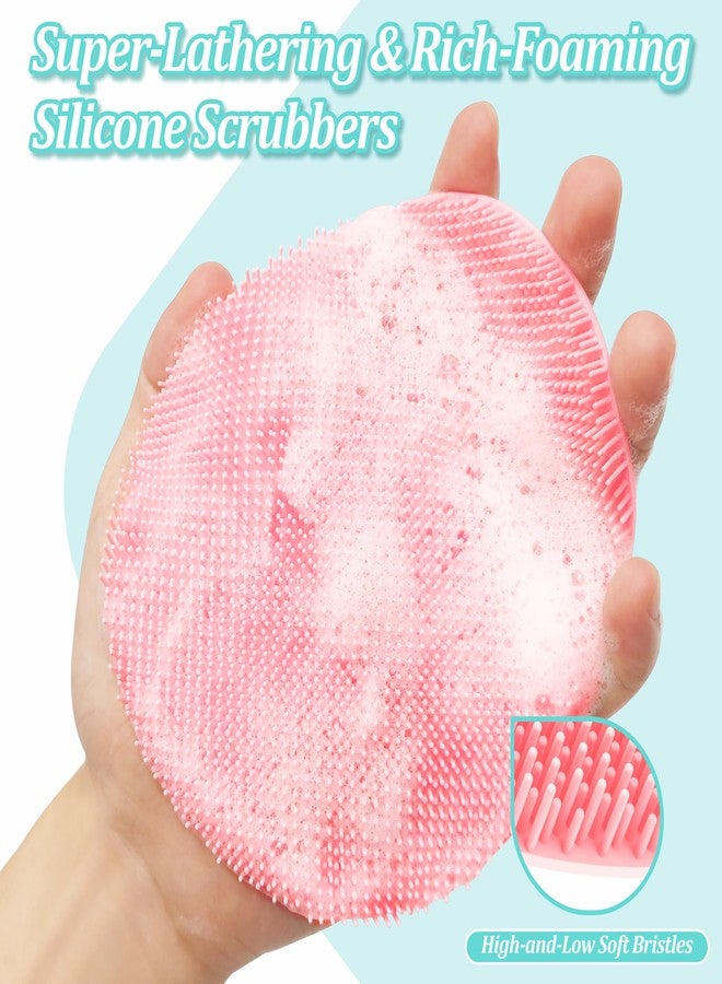 GEENOA Soft Silicone Bath Gloves 2PCS, 360° Anti-Slip Silicone Body Scrubber for Rich Foaming Deep Cleaning, Revolutionary No-Grip & Hand-fit Design Shower Scrubber for All Skin Types.(Black+Pink) - Image 3