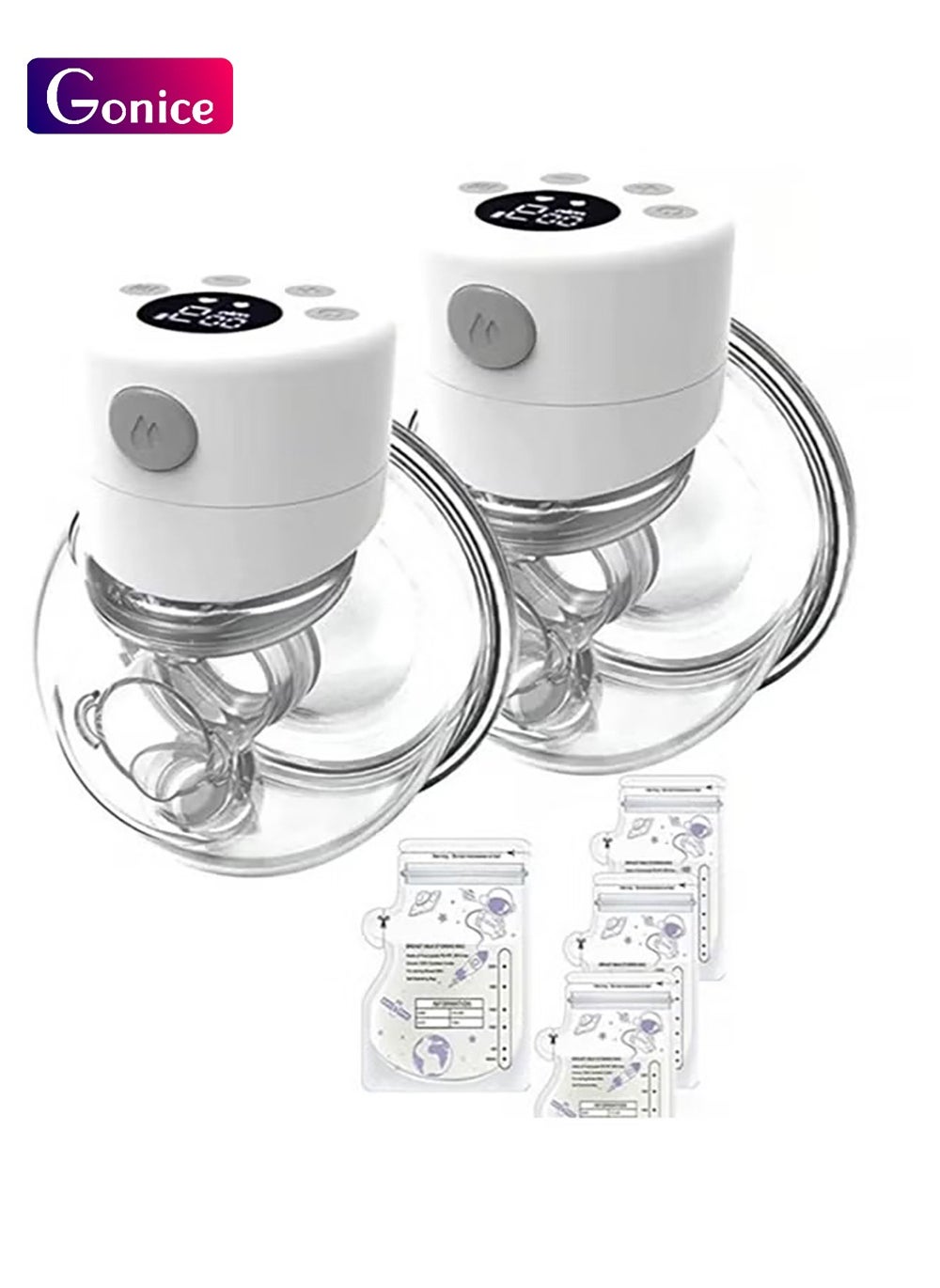 Electric Hands Free Wearable Breast Pump With 2 Mode And 9 Levels Pumping And 30 Breastmilk Storage Bags 