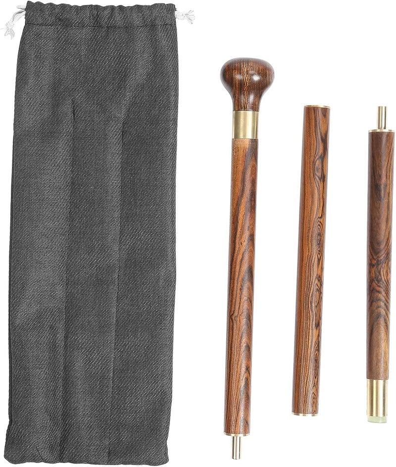 cheekyglo Walking Cane, Hand Walking Stick, Hiking Walking Sticks 3 Sections Wooden Walking Cane Hand Walking Stick for Elderly Women Men - Image 2