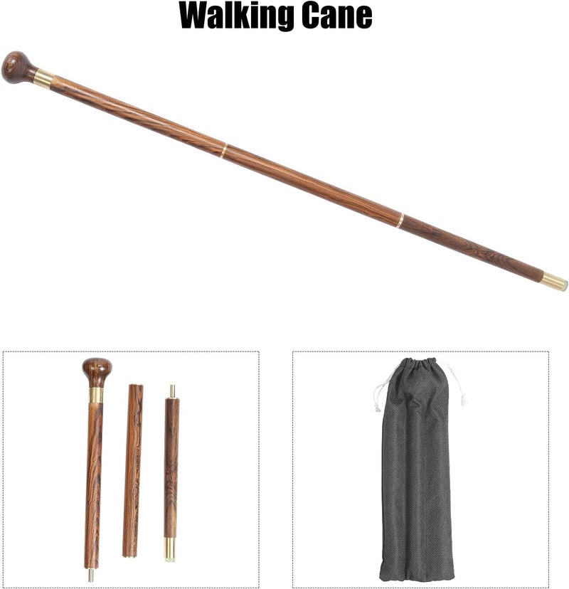 cheekyglo Walking Cane, Hand Walking Stick, Hiking Walking Sticks 3 Sections Wooden Walking Cane Hand Walking Stick for Elderly Women Men - Image 3
