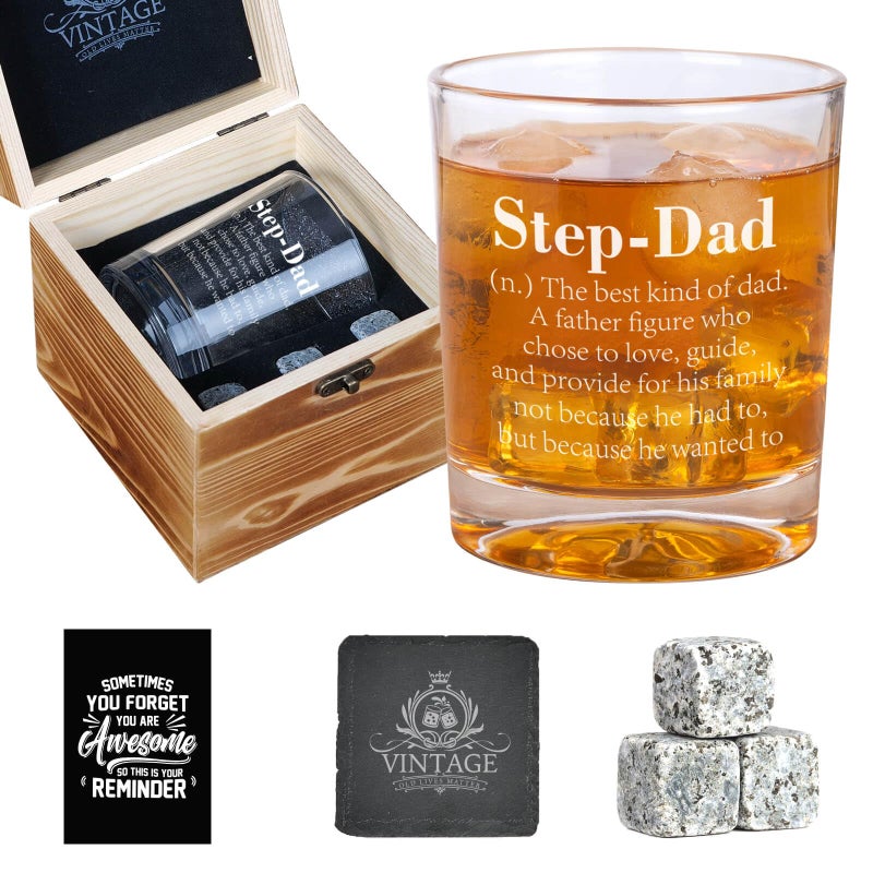 Fathers Day Step Dad Gifts Stepdad Whiskey Gifts for Men Fathers Day Bonus Dad Gift Father Days Stepdad Gift Bonus Dads Present from Step Daughter Son