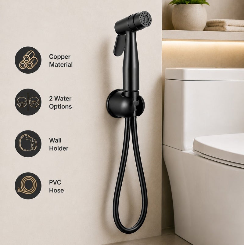 RONA Premium Solid Copper Shataff Head | 360° Rotating Dual-Mode Handheld Bidet Sprayer | Twist-to-Switch Bidet & Shower Spray | Heavy-Duty Anti-Rust Construction | Ergonomic High-Pressure Trigger | Universal G 1/2" Fitting - Image 2