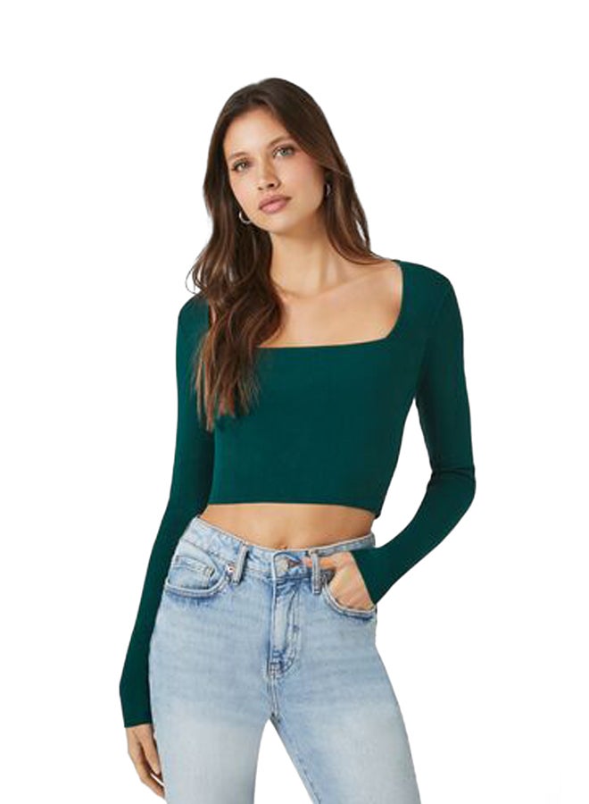 FOREVER 21 Cropped Square-Neck Sweater  - Image 2