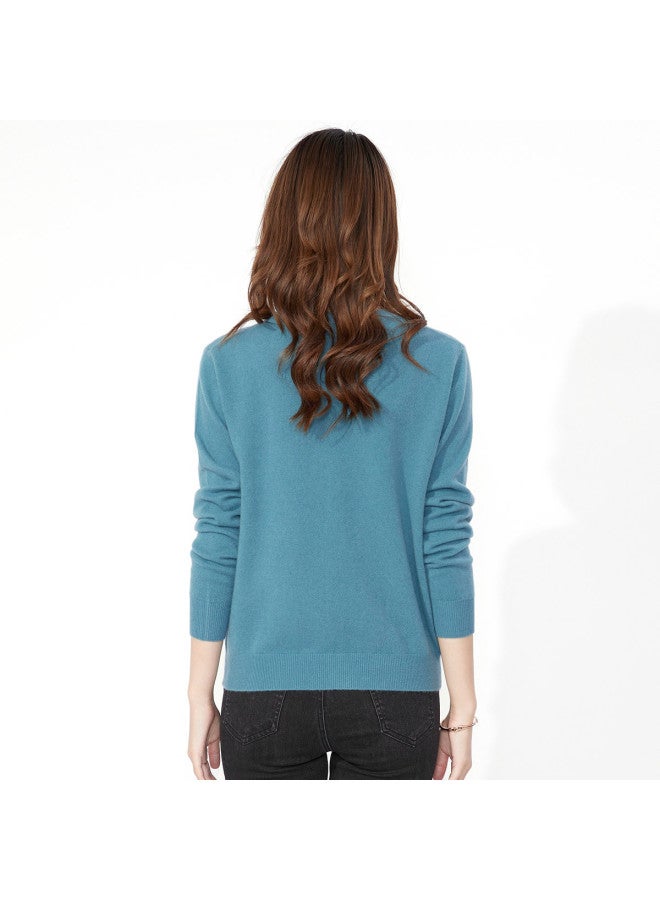 Hengyuanxiang Solid Color Rhinestone Pure Wool V-Neck Cardigan Warm Wool Cardigan Coat - Image 5