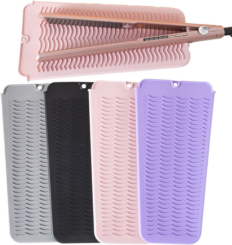 Silicone Heat Resistant Mat Pouch for Hair Straightener Heat Mat for Hair StraightenersHeat Proof Mat for Hair Straighteners NonSlip Travel Mat Pad for Hot Hair Styling Tools Purple