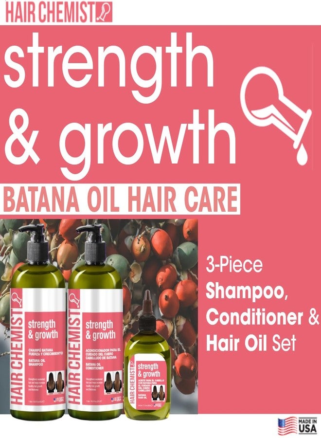 Hair Chemist Strength & Growth Batana Oil Shampoom Conditioner Set 33.8 oz. & Hair Oil 7.1 oz. (3-PC Set) - Batana Shampoo and Conditioner for Hair Growth, Thickening and Strength - Image 3