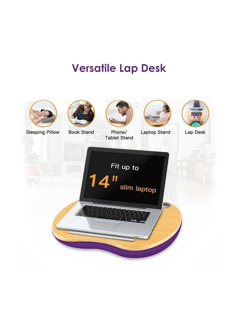 AIWANTO - Lap Desk with Cushion for Laptop and Tablet Stand with Pillow Cushion & Wood Platform Ideal on Bed & Sofa - Image 1