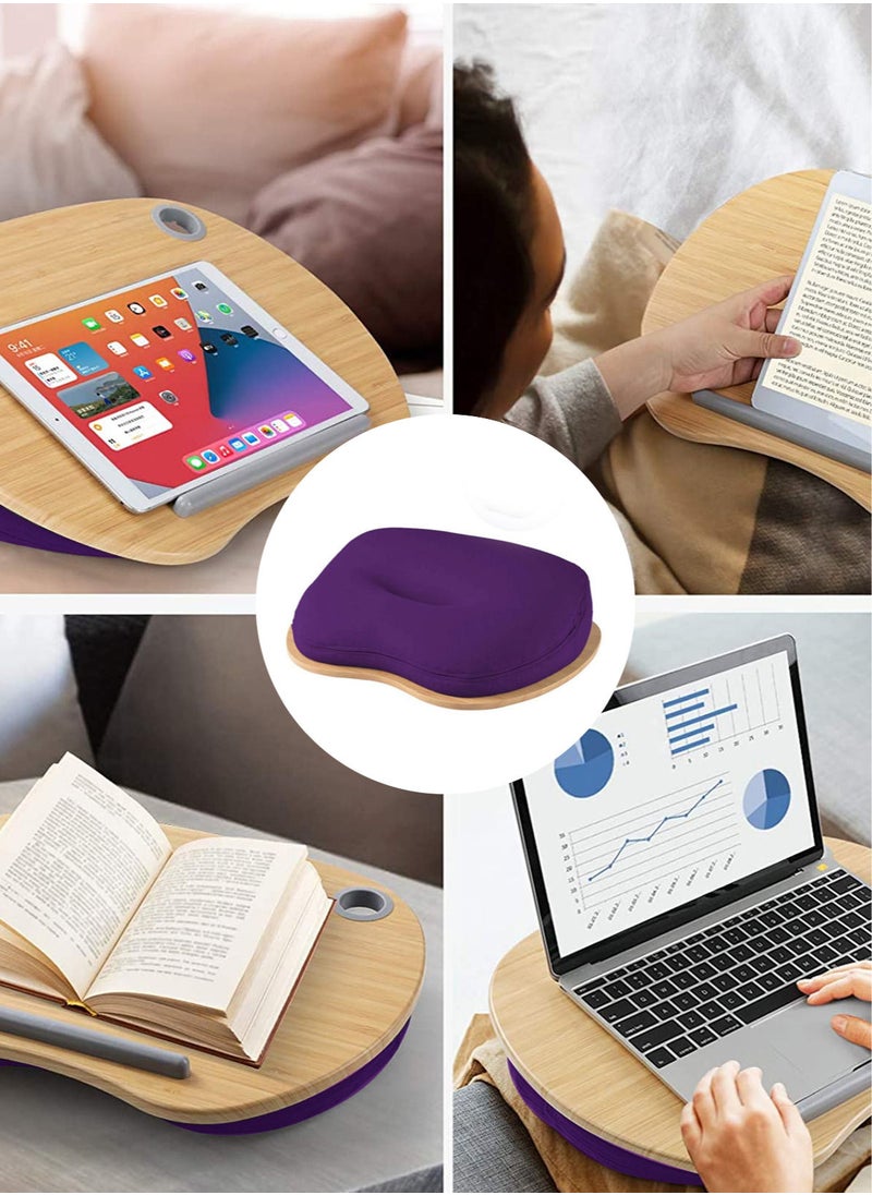 AIWANTO - Lap Desk with Cushion for Laptop and Tablet Stand with Pillow Cushion & Wood Platform Ideal on Bed & Sofa - Image 1