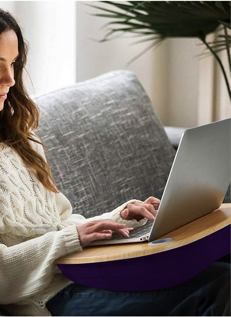 AIWANTO - Lap Desk with Cushion for Laptop and Tablet Stand with Pillow Cushion & Wood Platform Ideal on Bed & Sofa - Image 1
