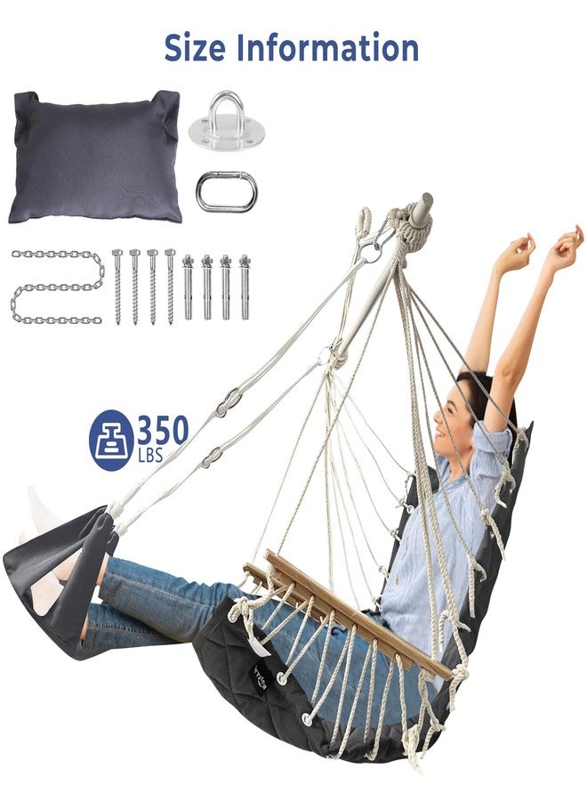 ROOITY Hammock Chair with armrest+ Foot Rest in Dark Grey - Image 2