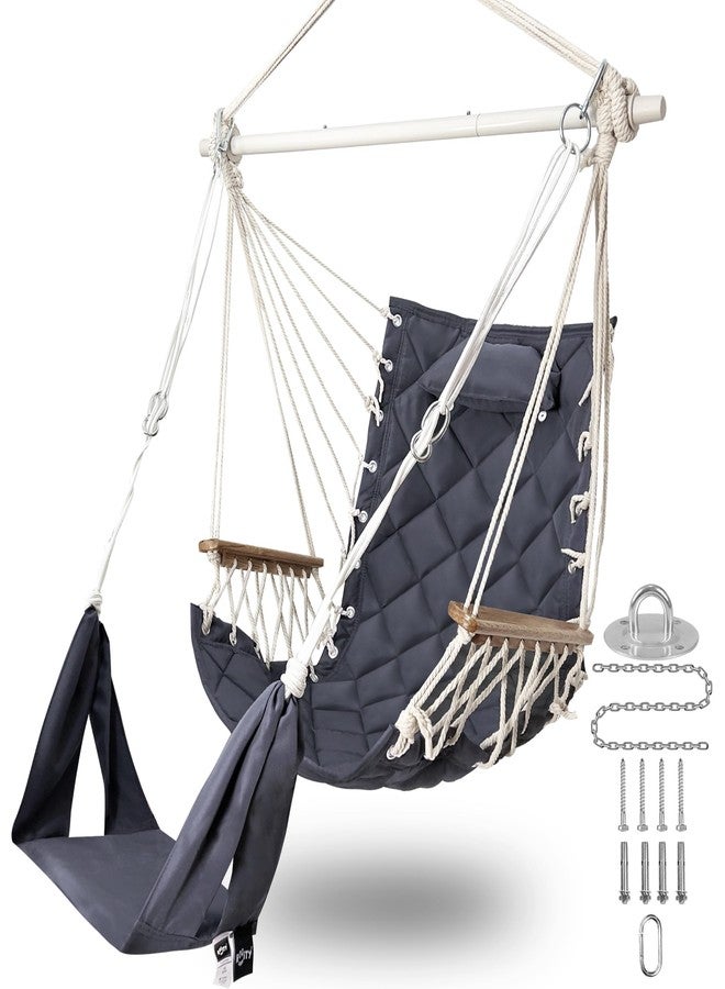 ROOITY Hammock Chair with armrest+ Foot Rest in Dark Grey - Image 1