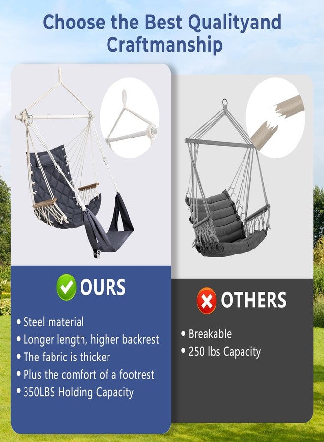 ROOITY Hammock Chair with armrest+ Foot Rest in Dark Grey - Image 4