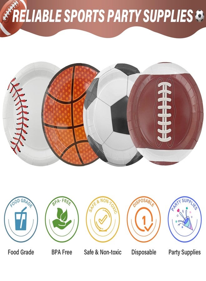 ITTEBISS 48PCS Sports Birthday Party Decorations 7" Sports Party Plates Disposable Sports Paper Plates Baseball Basketball Soccer Football Plates for Boys Adults Birthday Party Decorations - Image 3