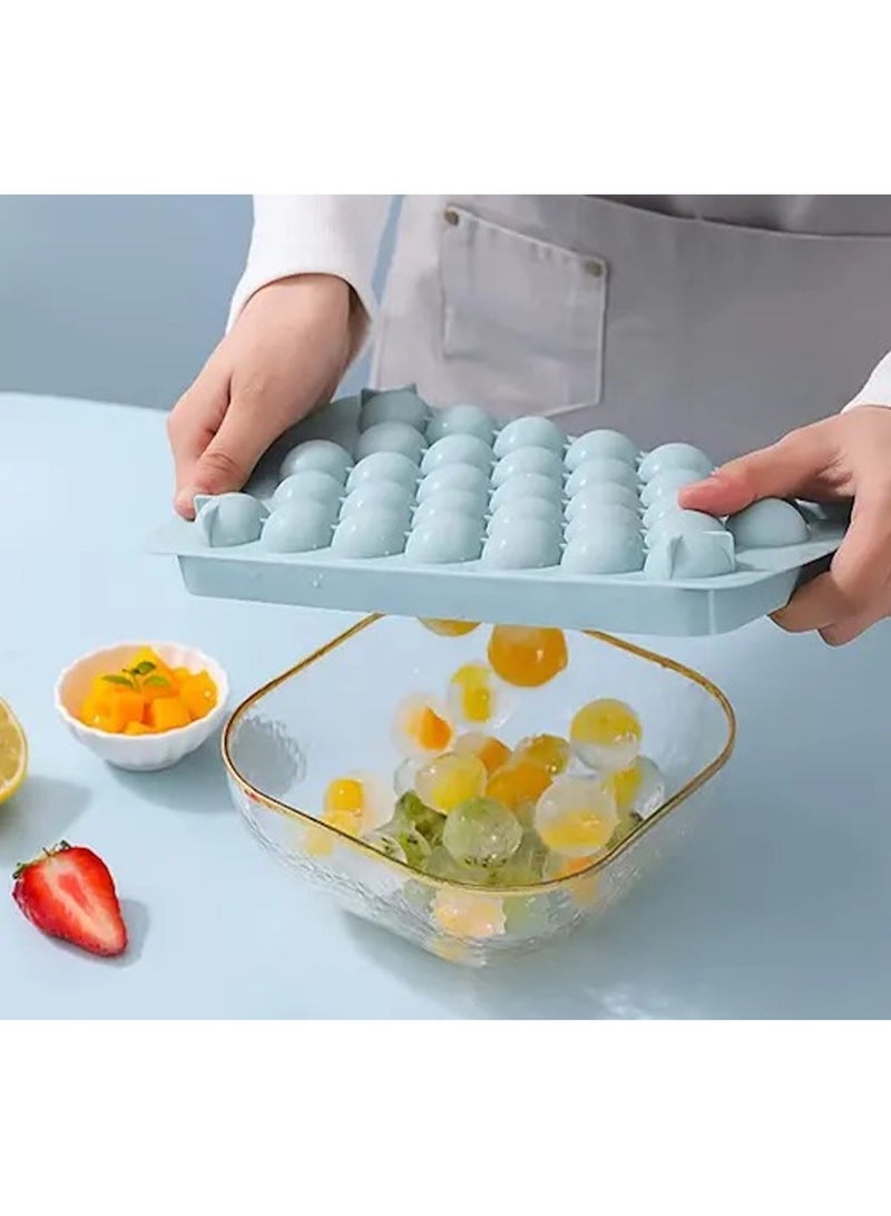 Huitich 33-Square & Circular Ice Cube Tray – Multipurpose Food-Grade Freezer Mold with Lid, Blue (25x15x2cm)  - Image 3