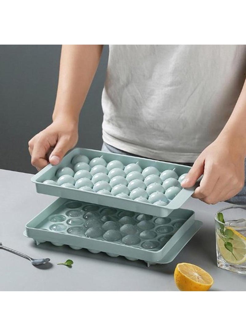 Huitich 33-Square & Circular Ice Cube Tray – Multipurpose Food-Grade Freezer Mold with Lid, Blue (25x15x2cm)  - Image 2