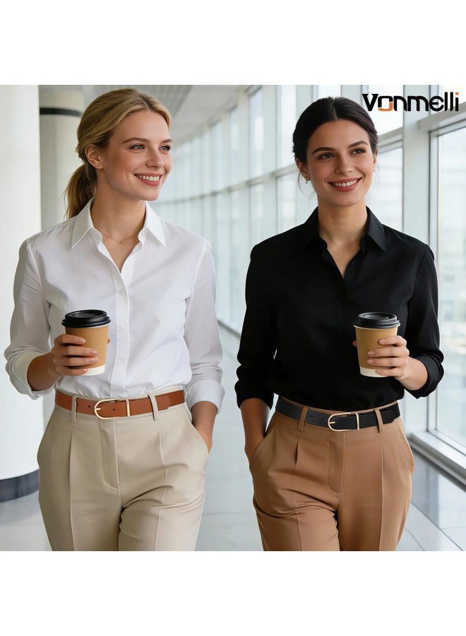 VONMELLI 3 Pack Women's Belts for Jeans Pants Fashion Gold Buckle Ladies Dress Belt Black+Brown+Leopard Print M - Image 4