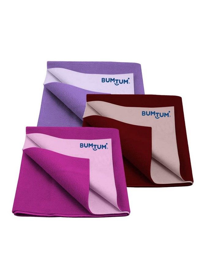 Bumtum Baby Dry Sheet Waterproof Soft Fleece Baby Bed Protector ; Antibacterial & Odour Free ; Extra Absorbant Reuseable & Washable (Lilac + Maroon + Grape Combo Large Size 100 * 140Cm Pack Of 3) - Image 2