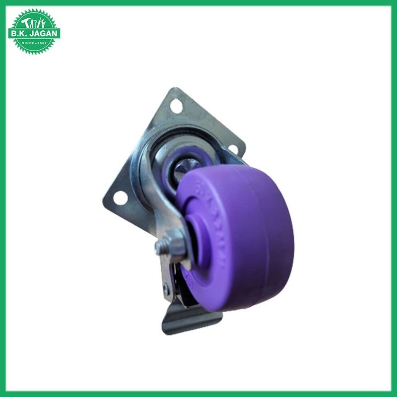 B.K.Jagan and Co B K JAGAN CO 4 Pc Rubber Trolley Wheels 2 inch Plate Type With 2 Brake and 2 without brake - Image 3