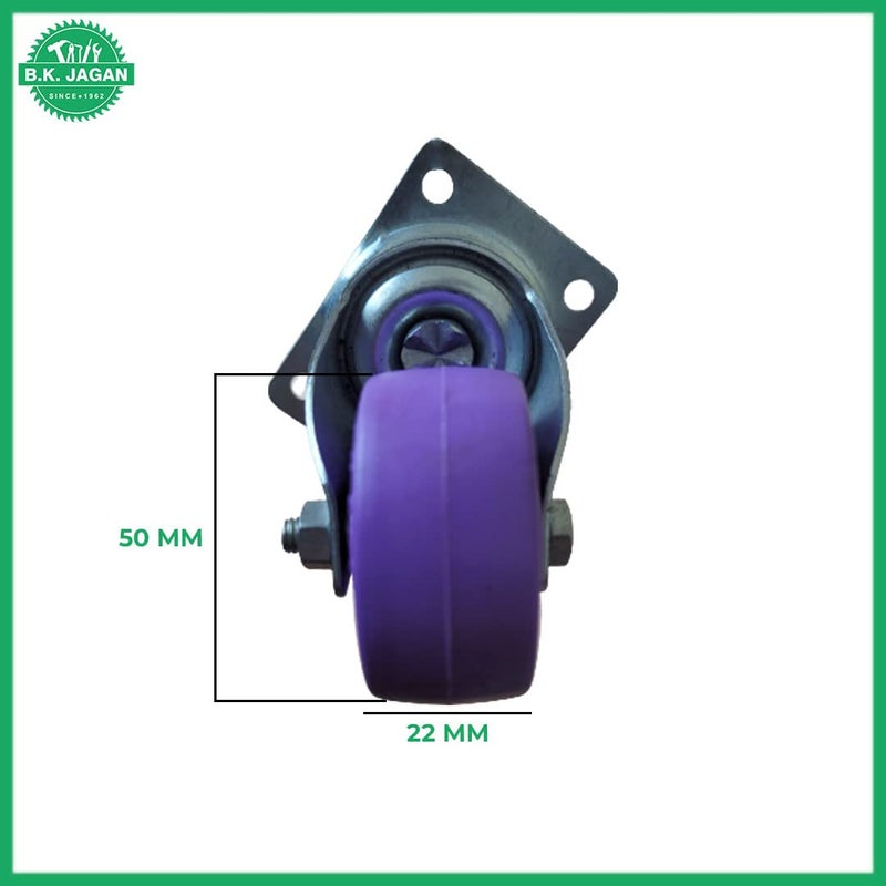 B.K.Jagan and Co B K JAGAN CO 4 Pc Rubber Trolley Wheels 2 inch Plate Type With 2 Brake and 2 without brake - Image 2