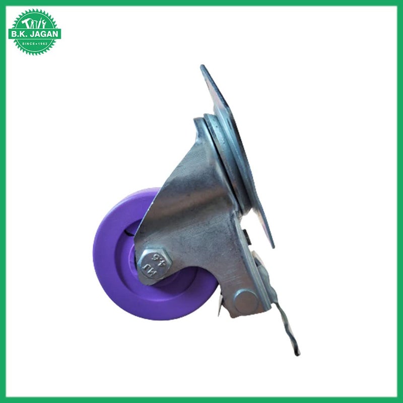 B.K.Jagan and Co B K JAGAN CO 4 Pc Rubber Trolley Wheels 2 inch Plate Type With 2 Brake and 2 without brake - Image 4