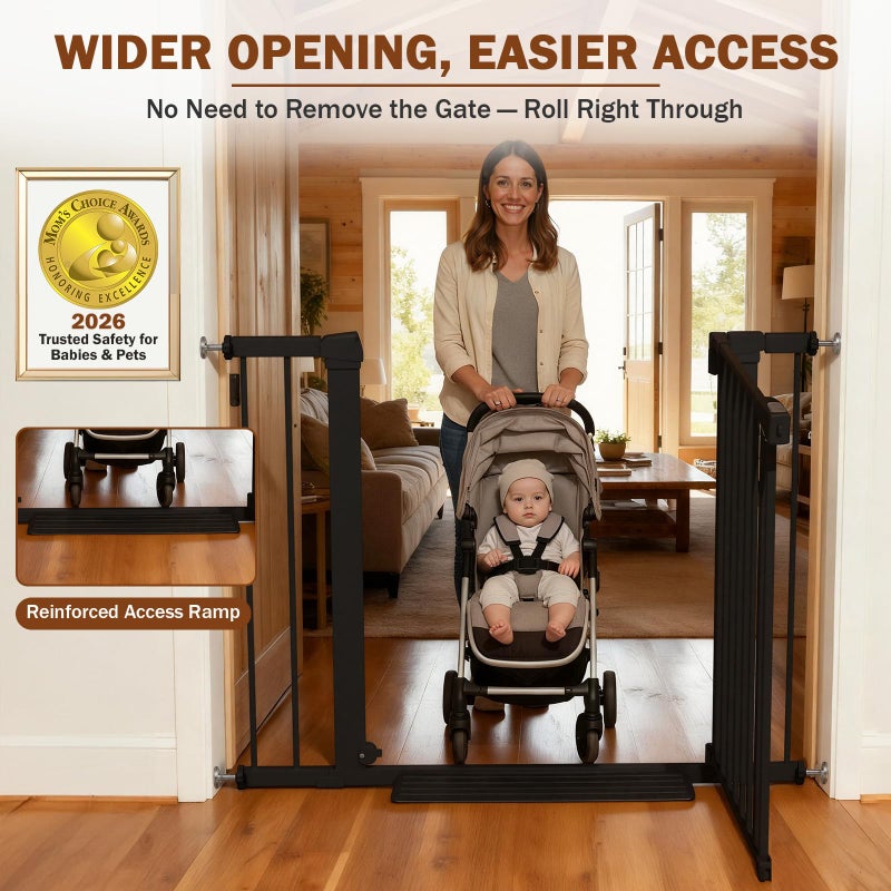 Mumeasy 36" High Extra Tall Dog Gate, 29.6"-40.5" Wide Pressure Mounted Tall Baby Gate for Dog, Auto Close Pet Gate with Door for Stairs,Doorways,House,Black - Image 5