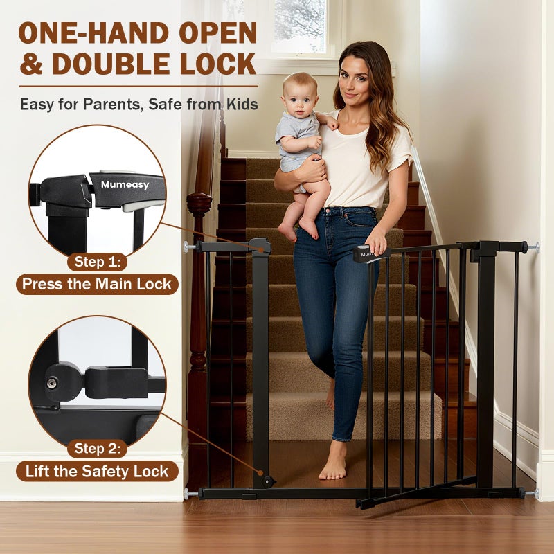 Mumeasy 36" High Extra Tall Dog Gate, 29.6"-40.5" Wide Pressure Mounted Tall Baby Gate for Dog, Auto Close Pet Gate with Door for Stairs,Doorways,House,Black - Image 4