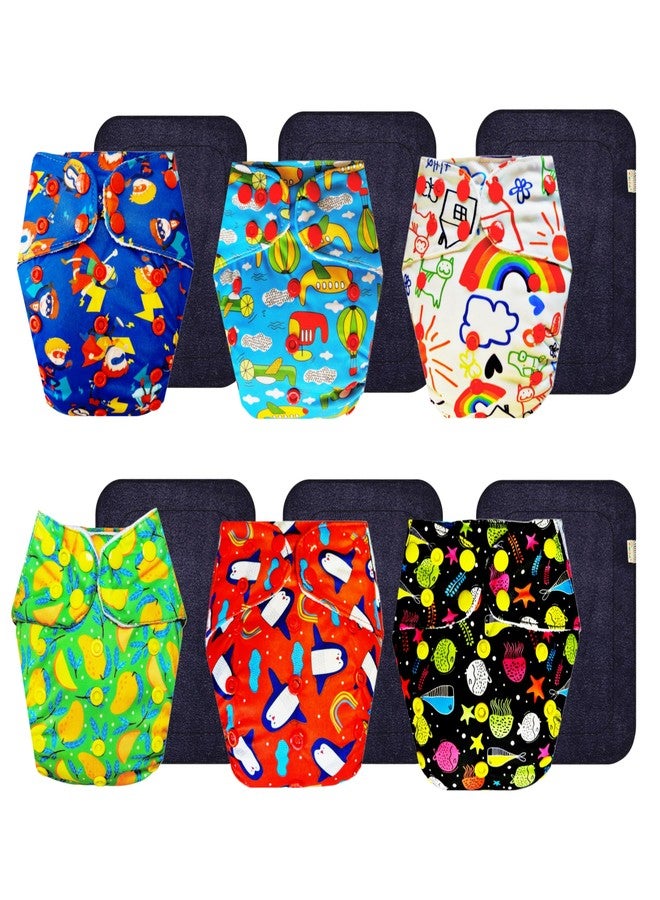 Dumbledo Premium Cloth Diaper with Black Insert (Pack of 6) | Soft & Gentle | Breathable | Travel Friendly | Trusted by Moms | 3 Months - 3 Years | Unisex Baby - Image 1