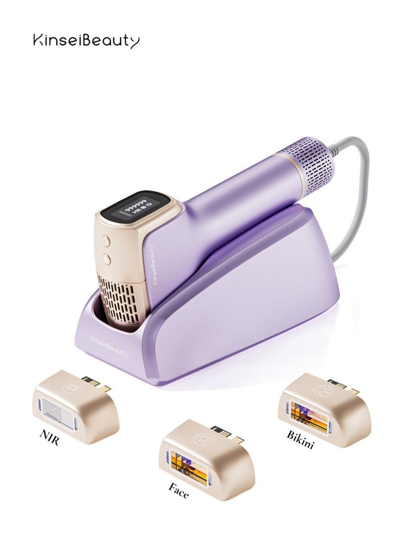 KinseiBeauty T36 999,999 Flashes 10 Energy Levels Laser Hair Removal, 4℃ Ice Cooling Painless IPL Hair Removal Device, 0.5s/Flash, Extra-large 3.9cm² light outlet, Intelligent Skin Tone Recognition Laser Epilator, Laser Hair Removal Device for Whole Body Bikini Face Arm Armpit Back Leg(1*Bikini+1*Face+1*NIR Lamp) - Image 1