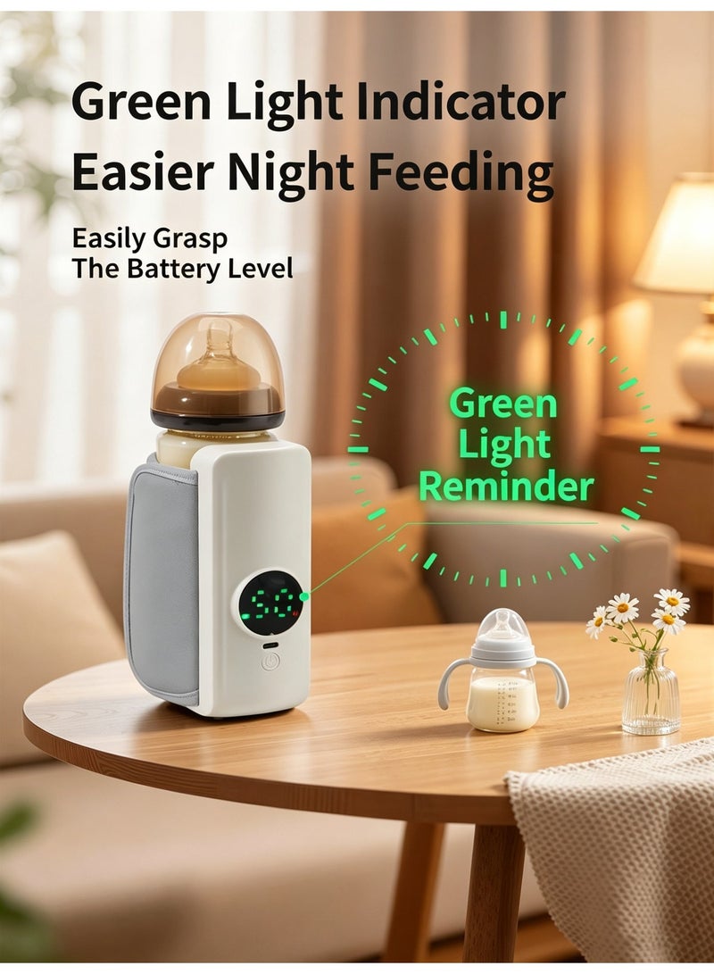 Wireless Portable Baby Bottle Warmer 2000mAh Rechargeable 6 Temperature Settings LED Digital Display USB Type C Fast Charging Universal Bottle Heating Sleeve For Travel Outdoor Night Feeding Infant Milk Warm Keeping Use - Image 1
