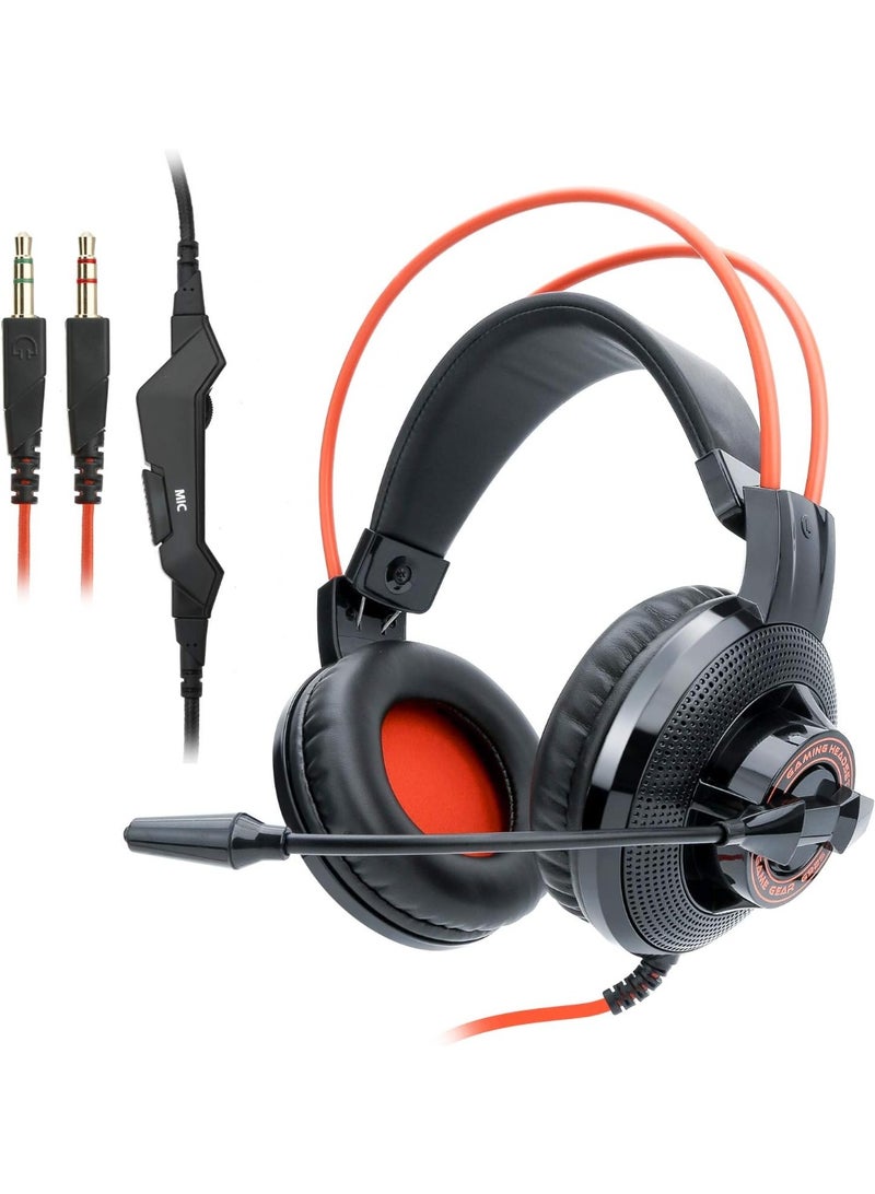 G925 Gaming Headset 3.5mm Stereo for PC Laptop PS4 Xbox One Over Ear Wired Headphones with Mic black