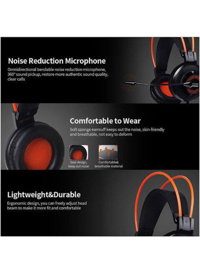 G925 Gaming Headset 3.5mm Stereo for PC Laptop PS4 Xbox One Over Ear Wired Headphones with Mic black