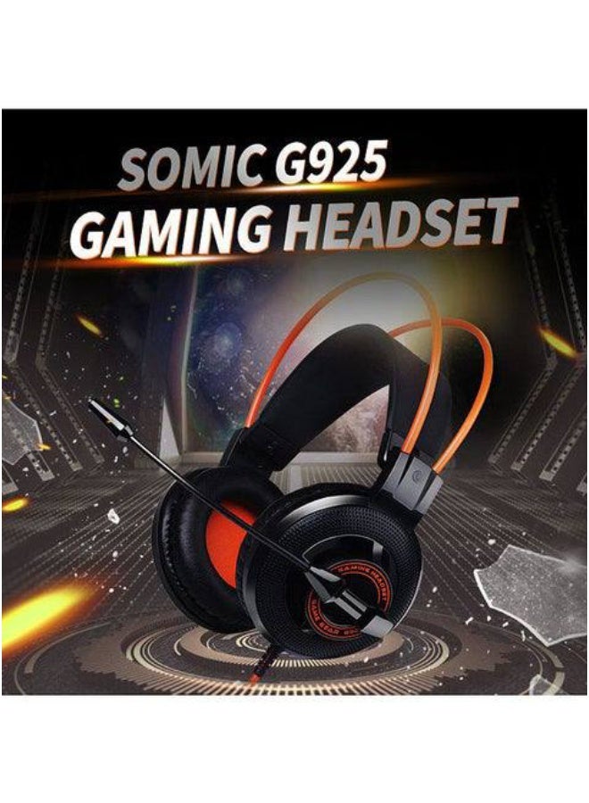 G925 Gaming Headset 3.5mm Stereo for PC Laptop PS4 Xbox One Over Ear Wired Headphones with Mic black